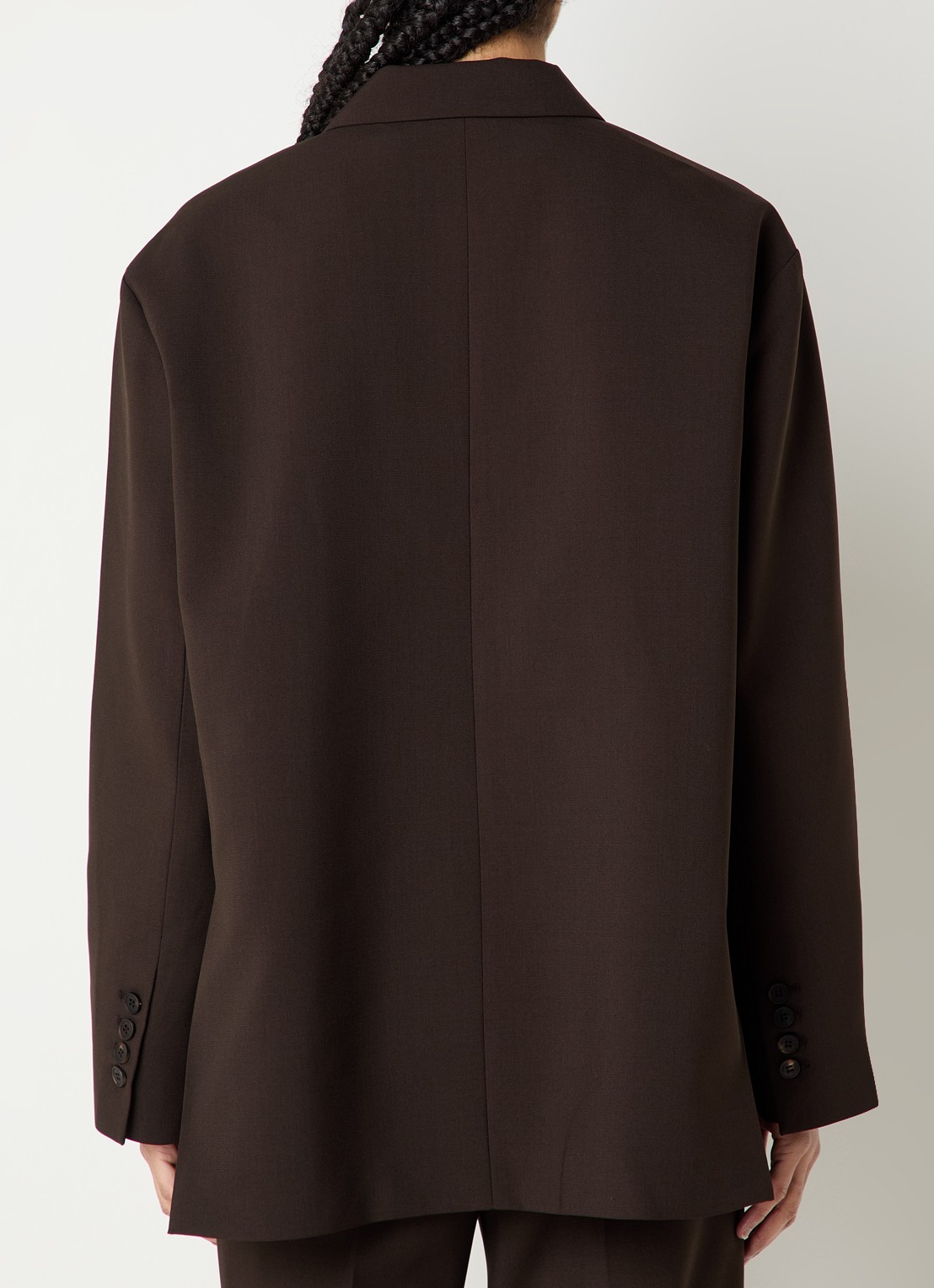 The Frankie Shop Bea oversized blazer met klepzakken  - achterkant 4 donkerbruin