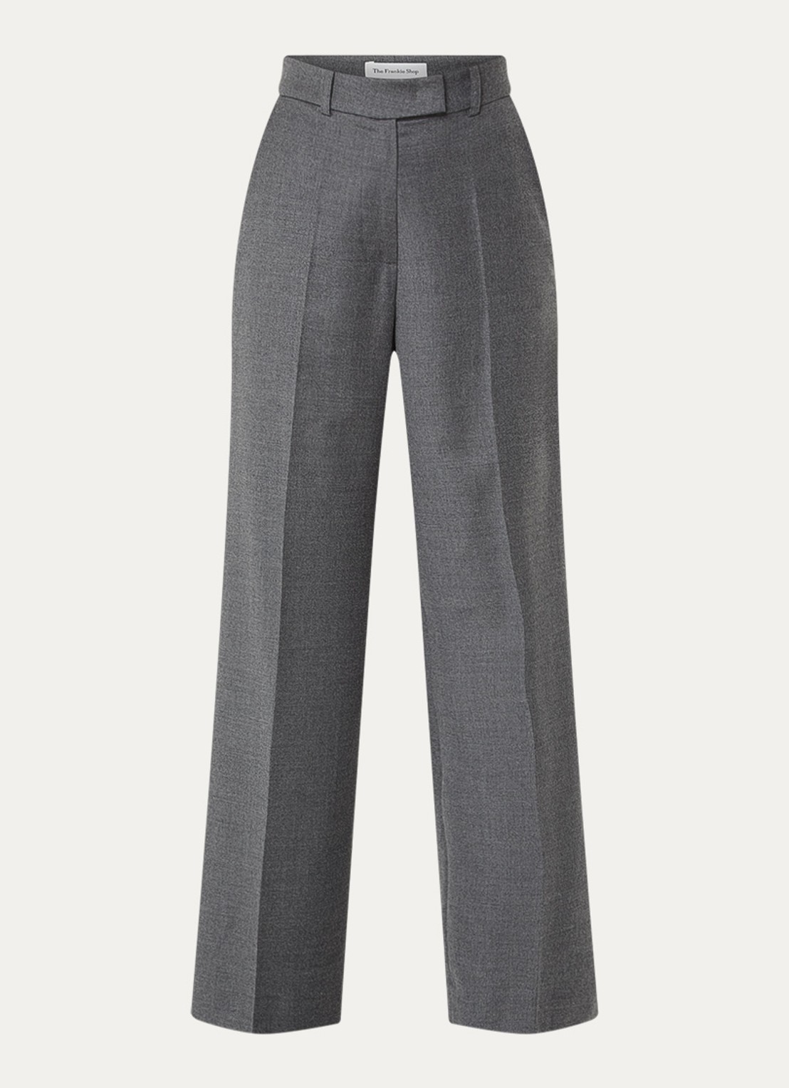 The Frankie Shop Brickell high waist wide fit pantalon in scheerwolblend met steekzakken - voorkant 2 grijsmele