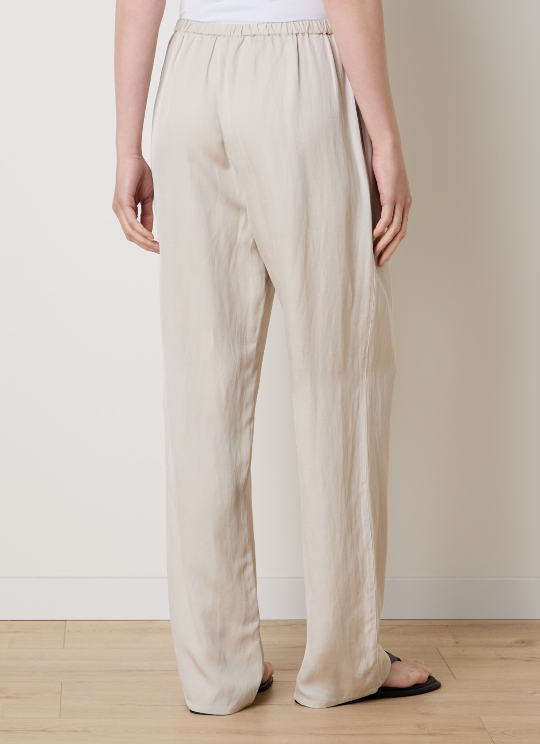The Frankie Shop Bruna high waist loose fit pantalon in linnenblend - achterkant 3 beige