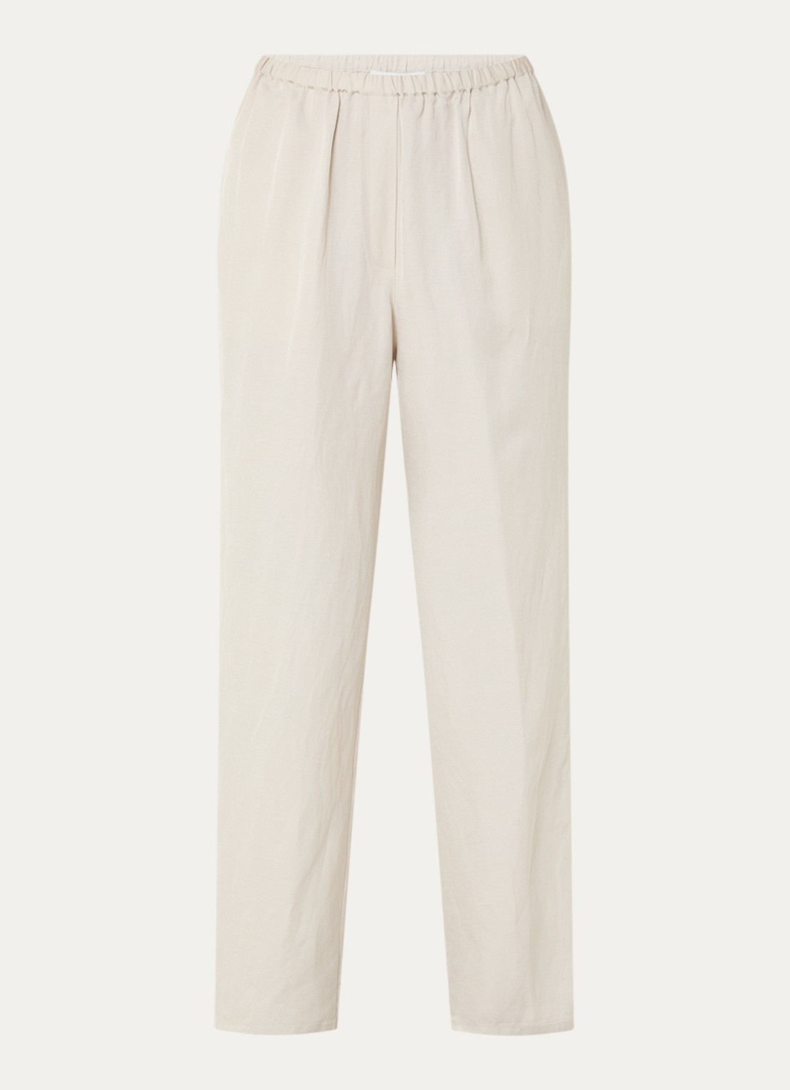 The Frankie Shop Bruna high waist loose fit pantalon in linnenblend - voorkant beige