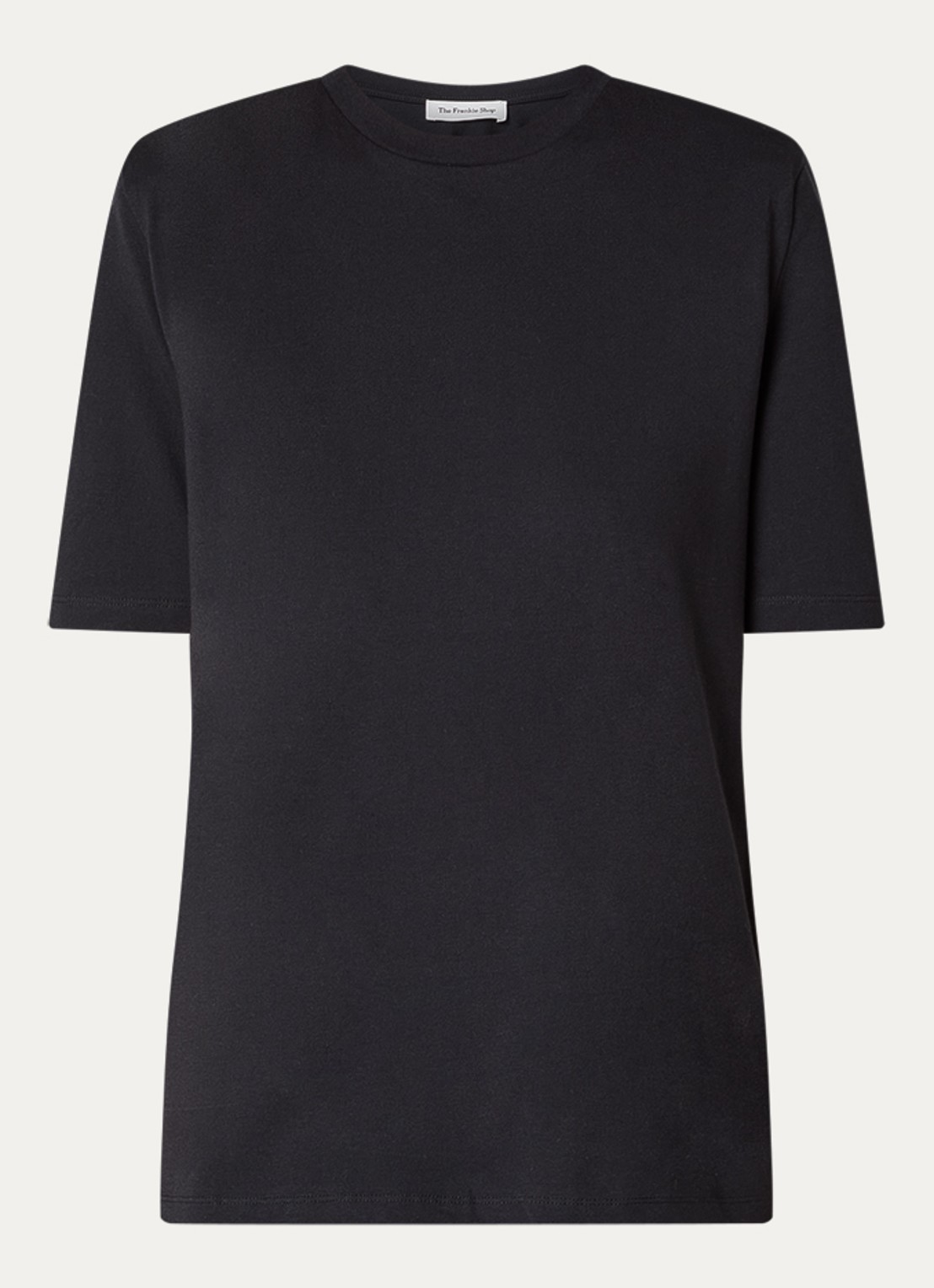 The Frankie Shop Carrington T-shirt met schoudervulling - voorkant 3 zwart