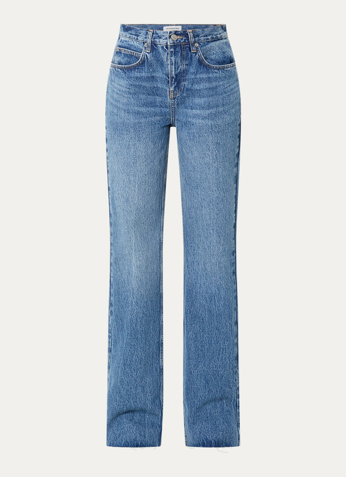 The Frankie Shop Dalston high waist loose fit jeans met lichte wassing - voorkant indigo