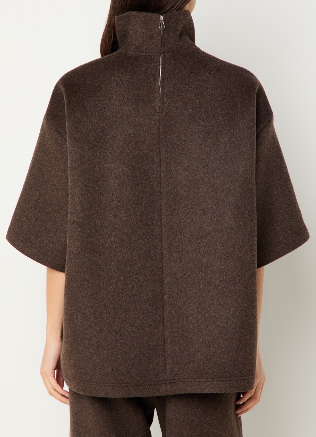 The Frankie Shop Delancey fijngebreide top met halve rits - achterkant bruin