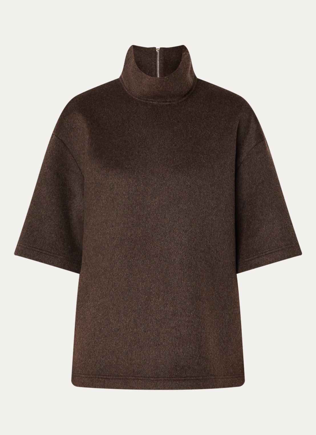 The Frankie Shop Delancey fijngebreide top met halve rits - voorkant 3 bruin