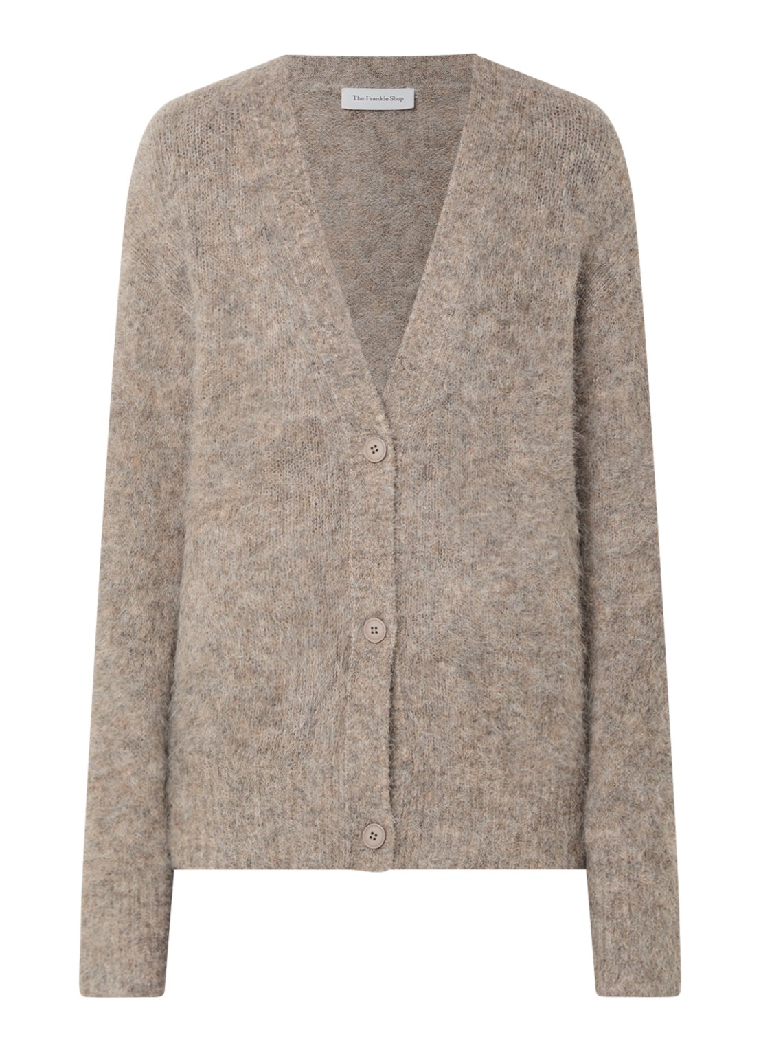 The Frankie Shop Elland oversized grofgebreid vest met gemêleerd dessin - voorkant 2 zand