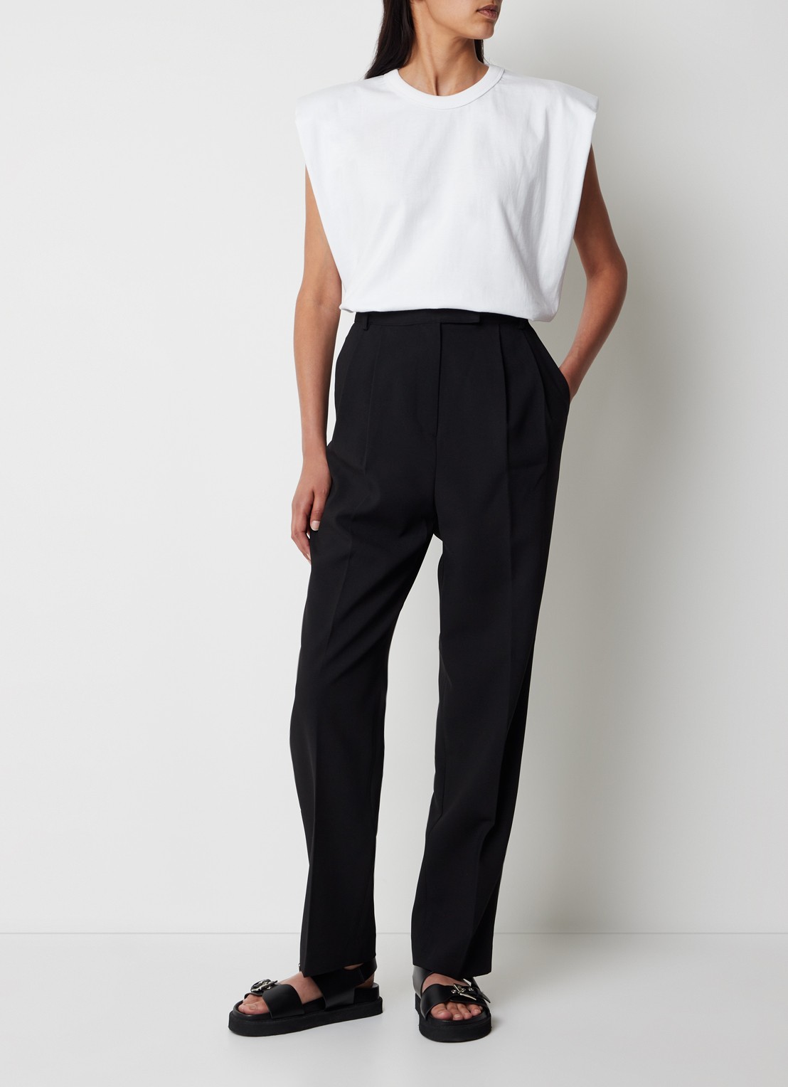 The Frankie Shop Eva top met schoudervulling - voorkant 3 wit