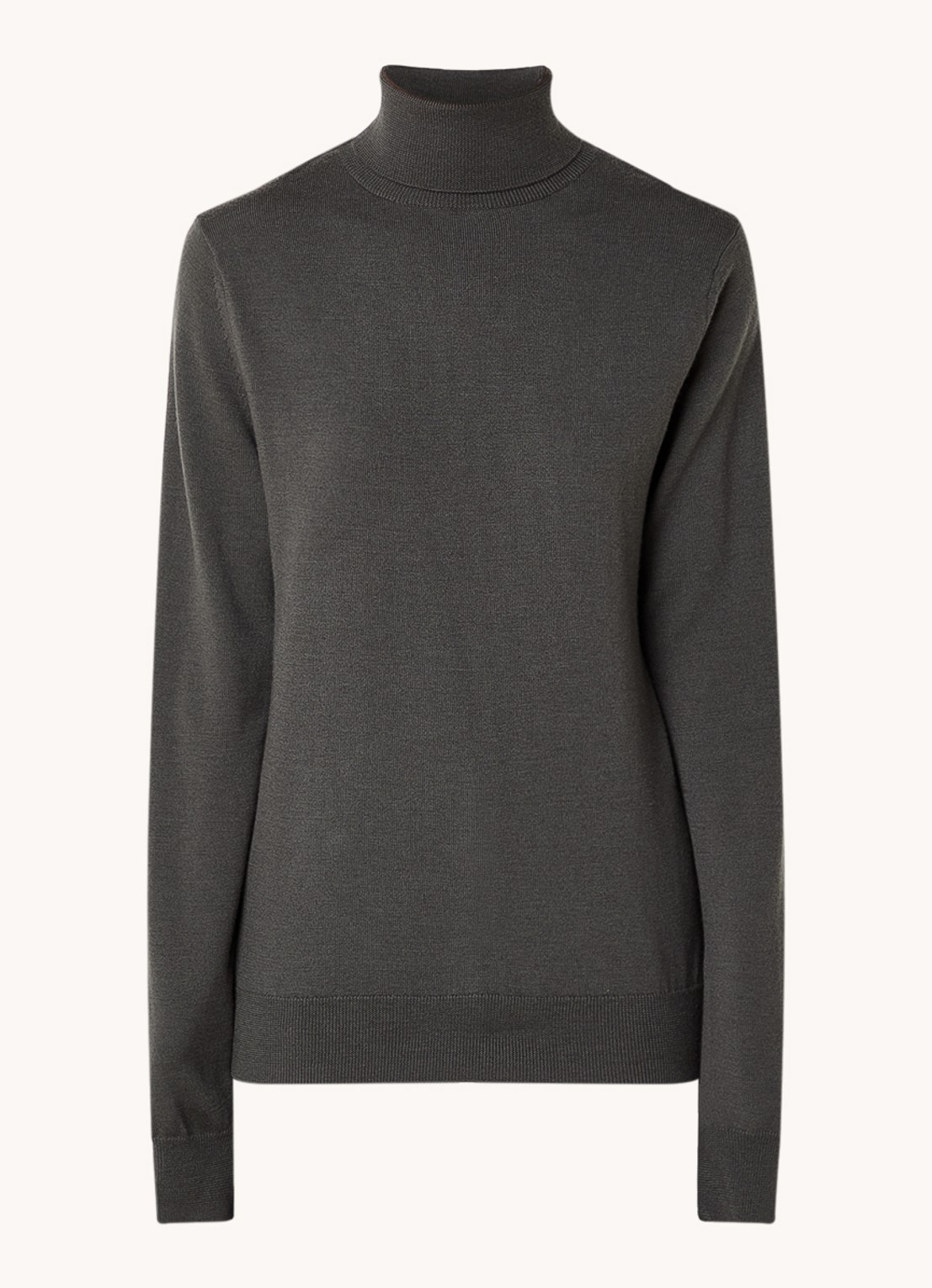 The Frankie Shop Eve fijngebreide coltrui van merino wol - voorkant 2 olijfgroen