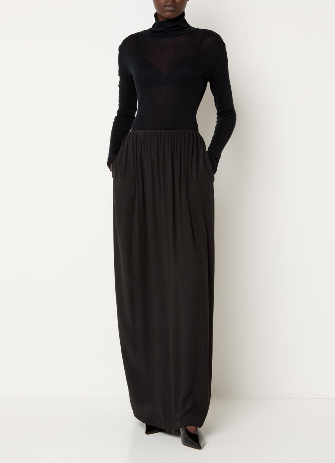 The Frankie Shop Evren semi-transparante top met col - voorkant 4 zwart
