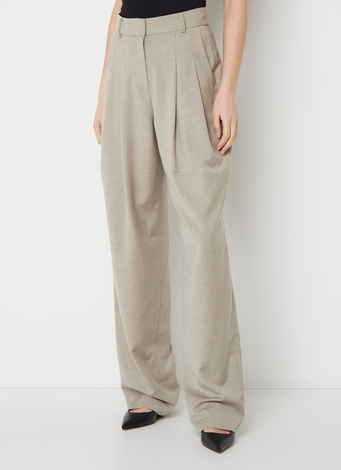 The Frankie Shop Gelso high waist straight fit pantalon in wolblend - detail 4 taupe