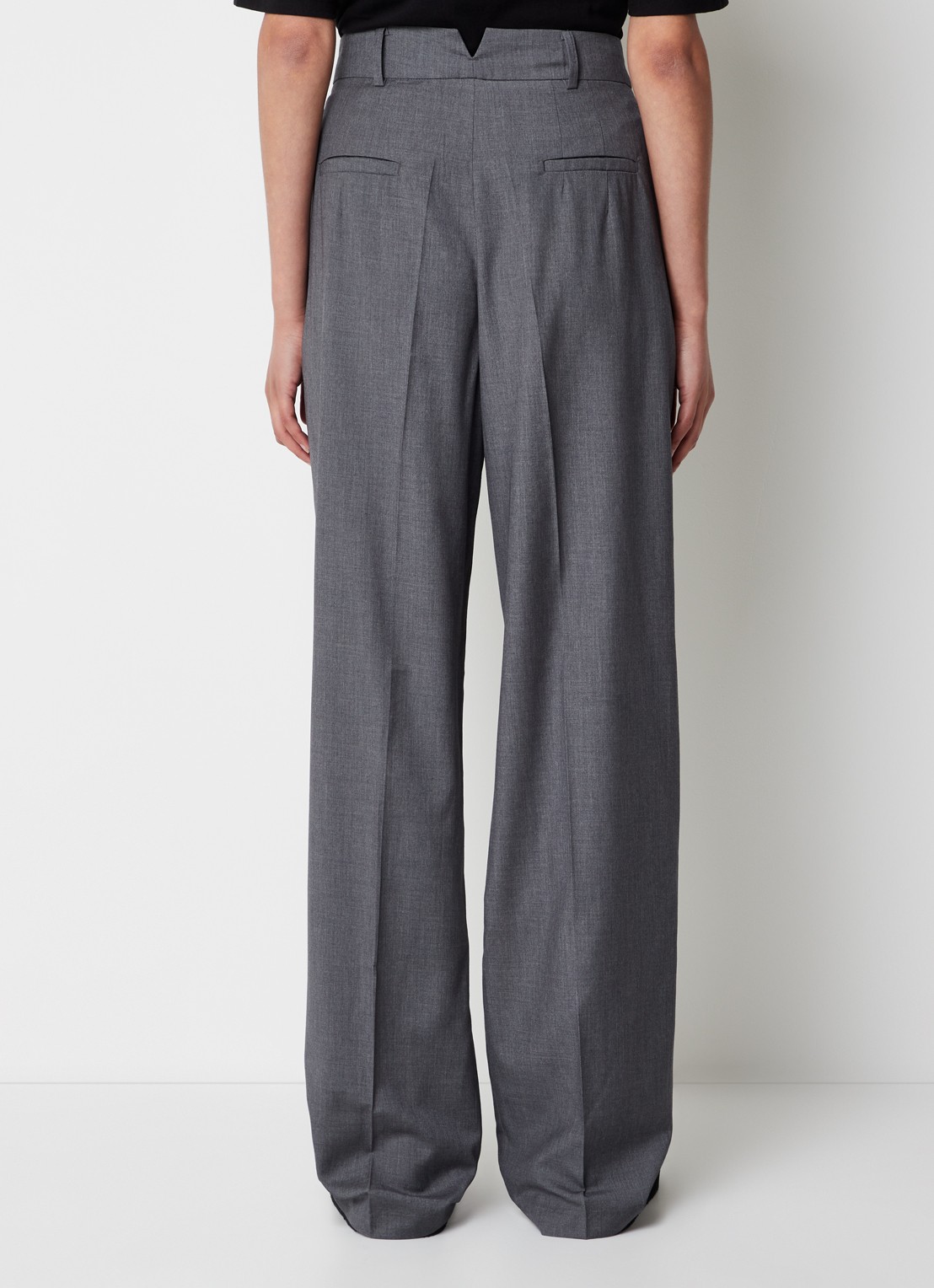 The Frankie Shop Gelso high waist straight fit pantalon in wolblend - achterkant 3 grijs