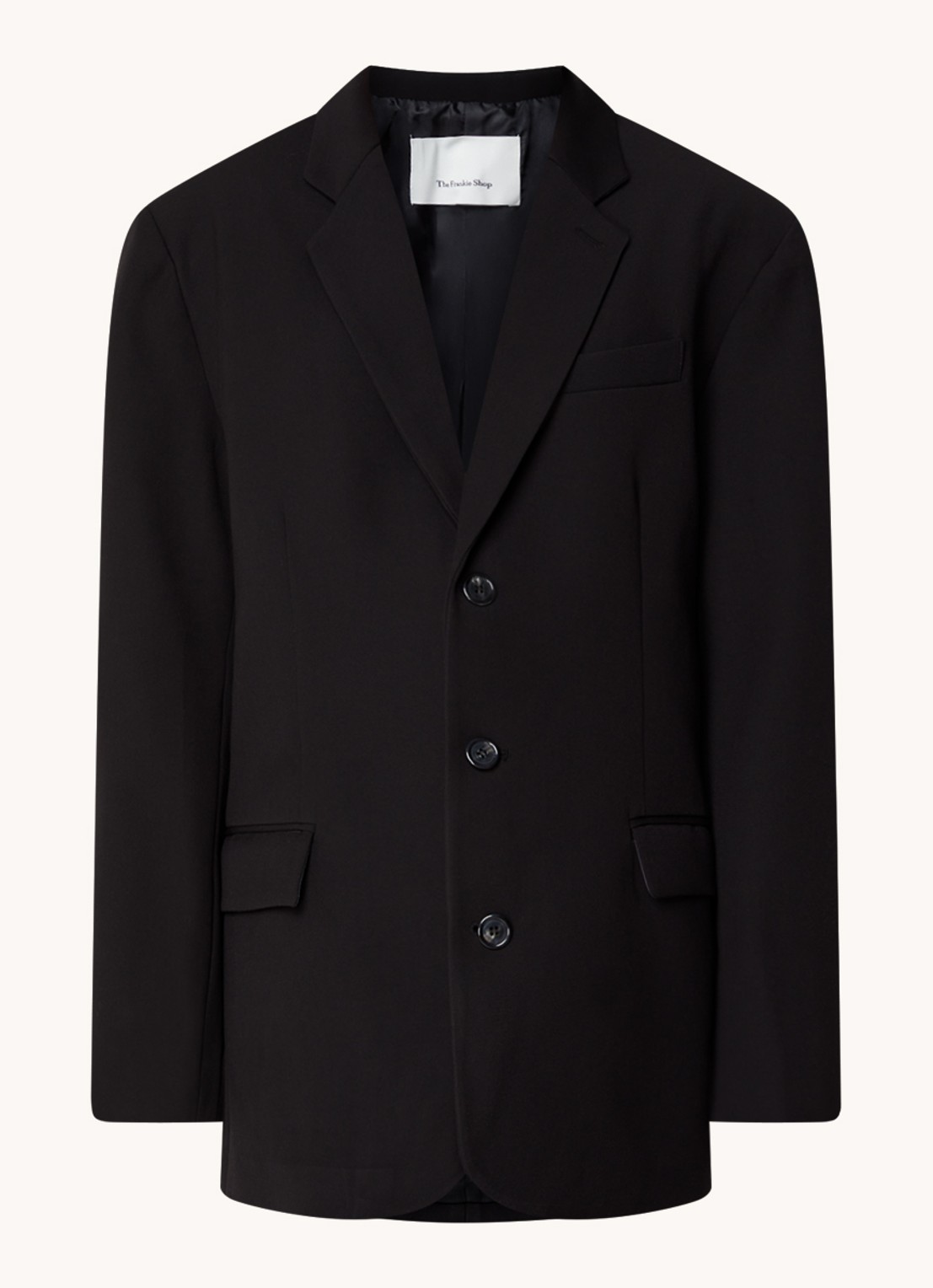 The Frankie Shop Gelso oversized blazer met klepzakken  - voorkant 3 zwart