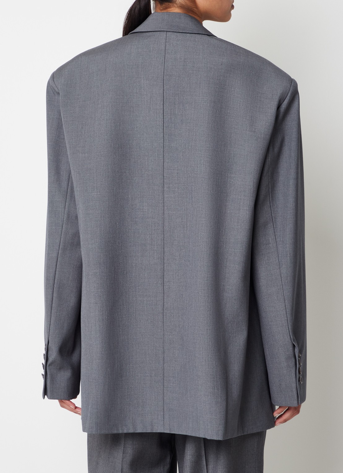 The Frankie Shop Gelso oversized blazer met klepzakken  - achterkant grijs