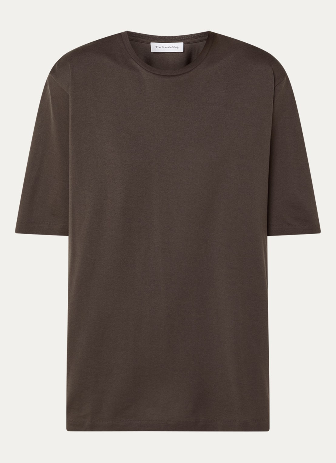 The Frankie Shop Harper T-shirt met ronde hals - voorkant 3 donkerbruin