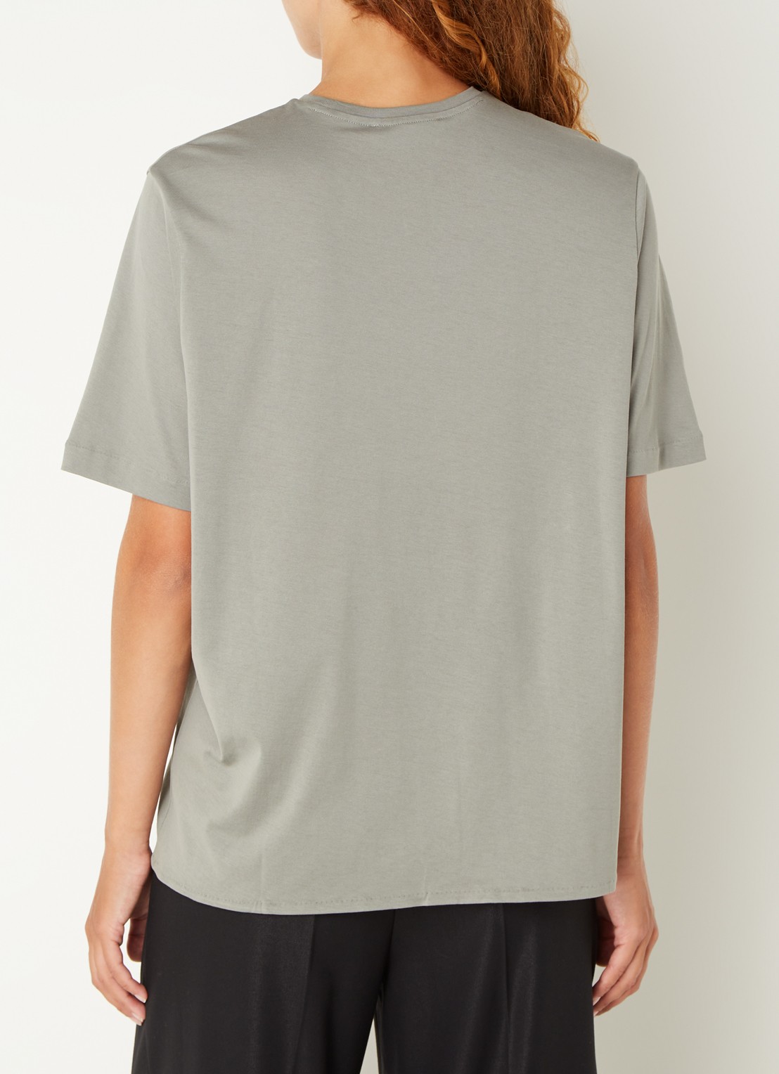 The Frankie Shop Harper T-shirt van  katoen - achterkant olijfgroen
