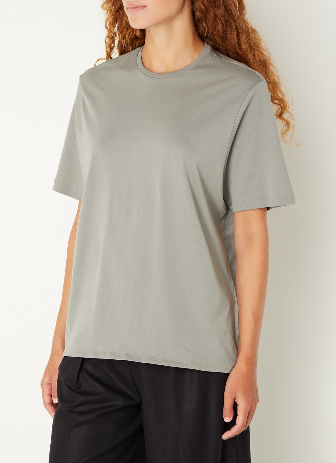 The Frankie Shop Harper T-shirt van  katoen - detail 4 olijfgroen