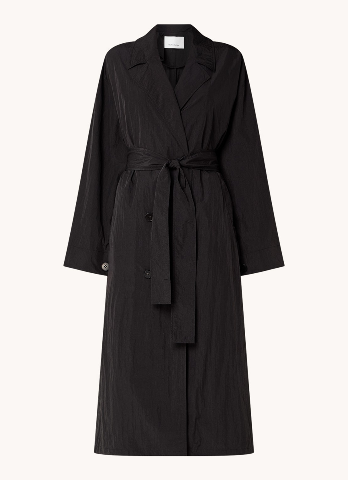The Frankie Shop Jude double-breasted trenchcoat met strikceintuur - voorkant 2 zwart