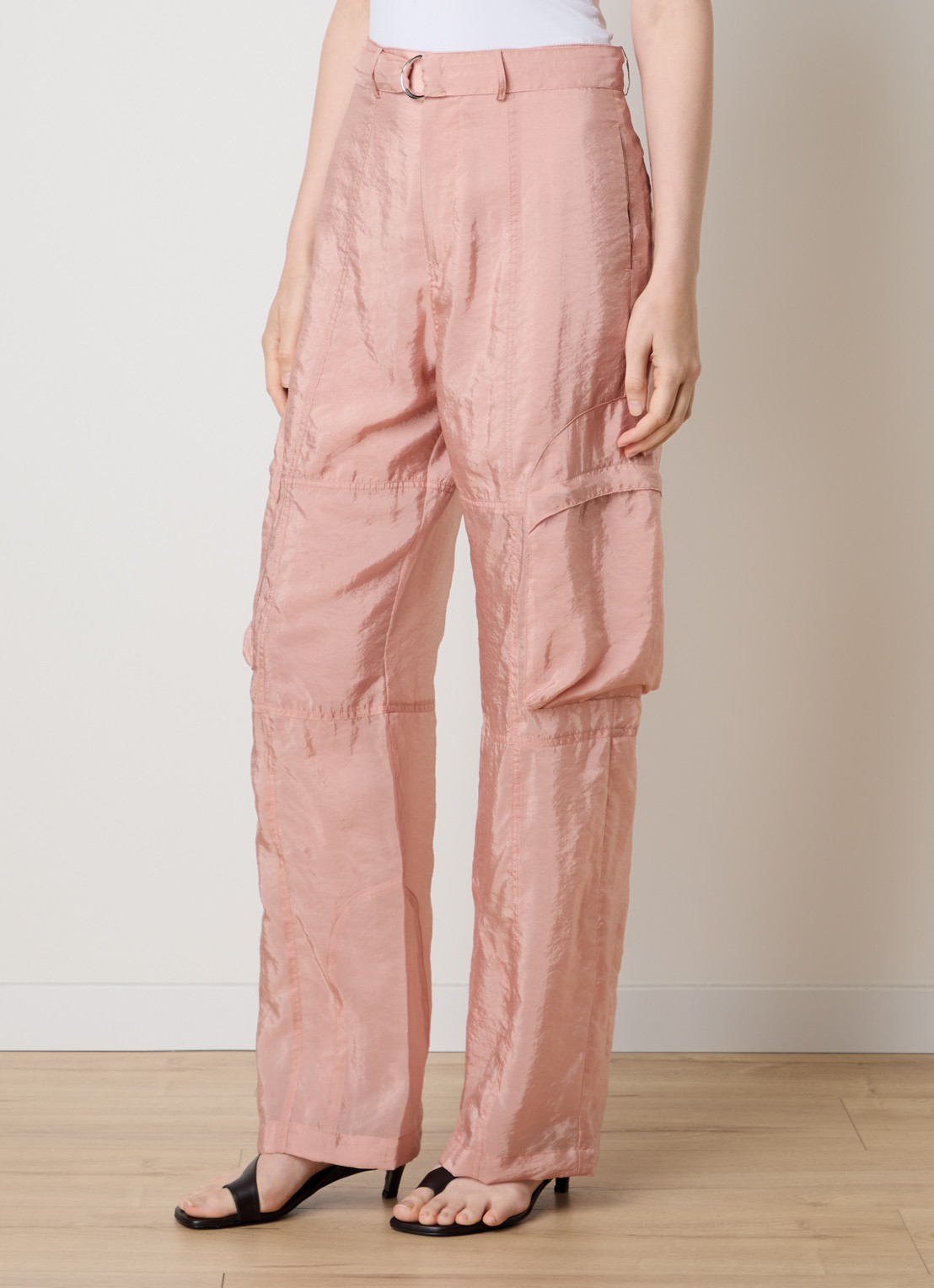 The Frankie Shop Kelly high waist straight fit broek met steekzakken - detail 4 roze