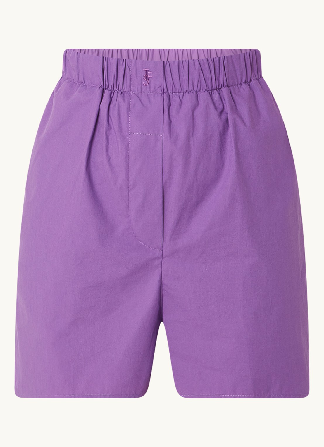 The Frankie Shop Liu high waist wide fit korte broek met elastische band - voorkant paars