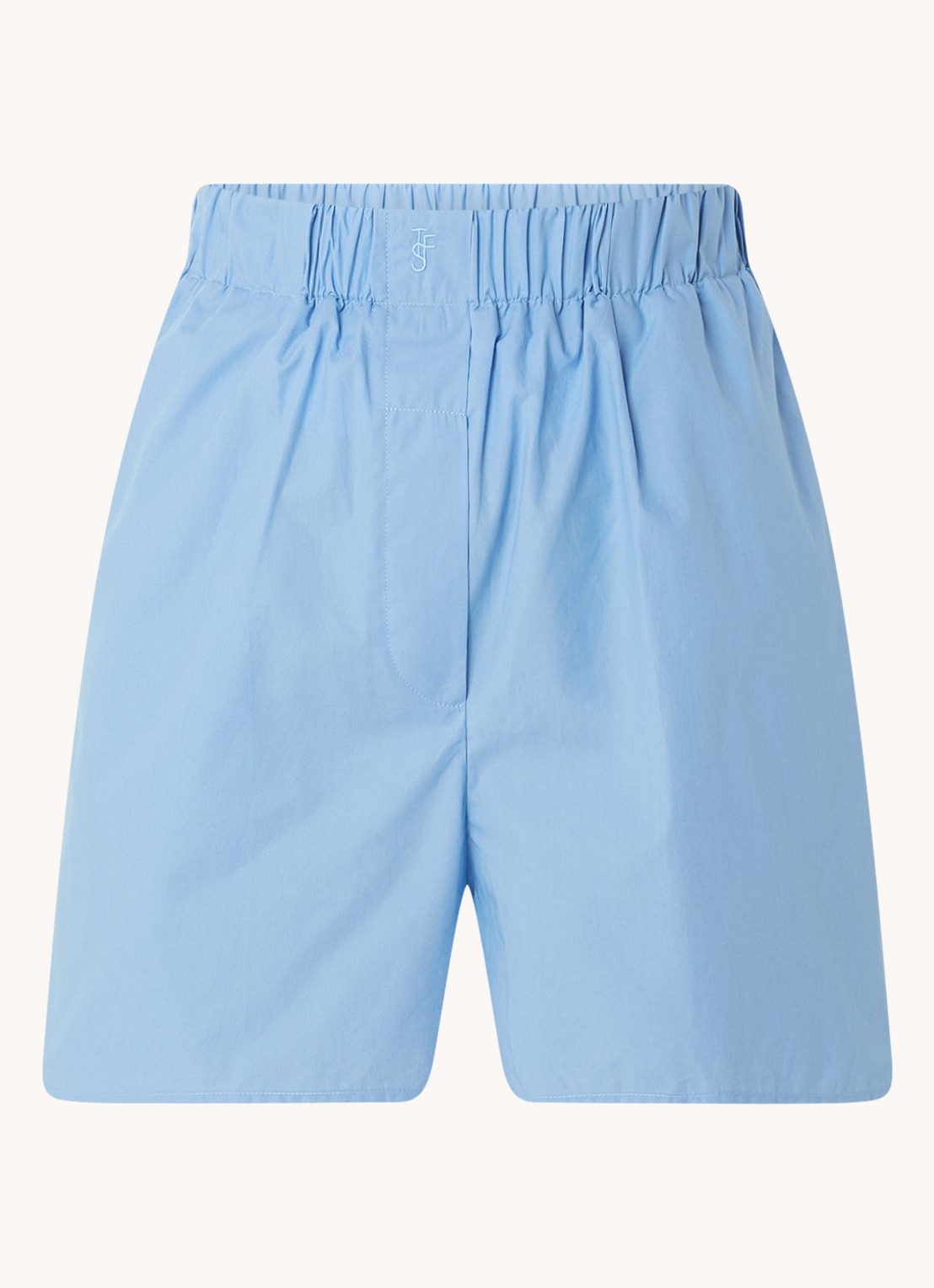 The Frankie Shop Liu high waist wide fit korte broek met elastische band - voorkant blauw
