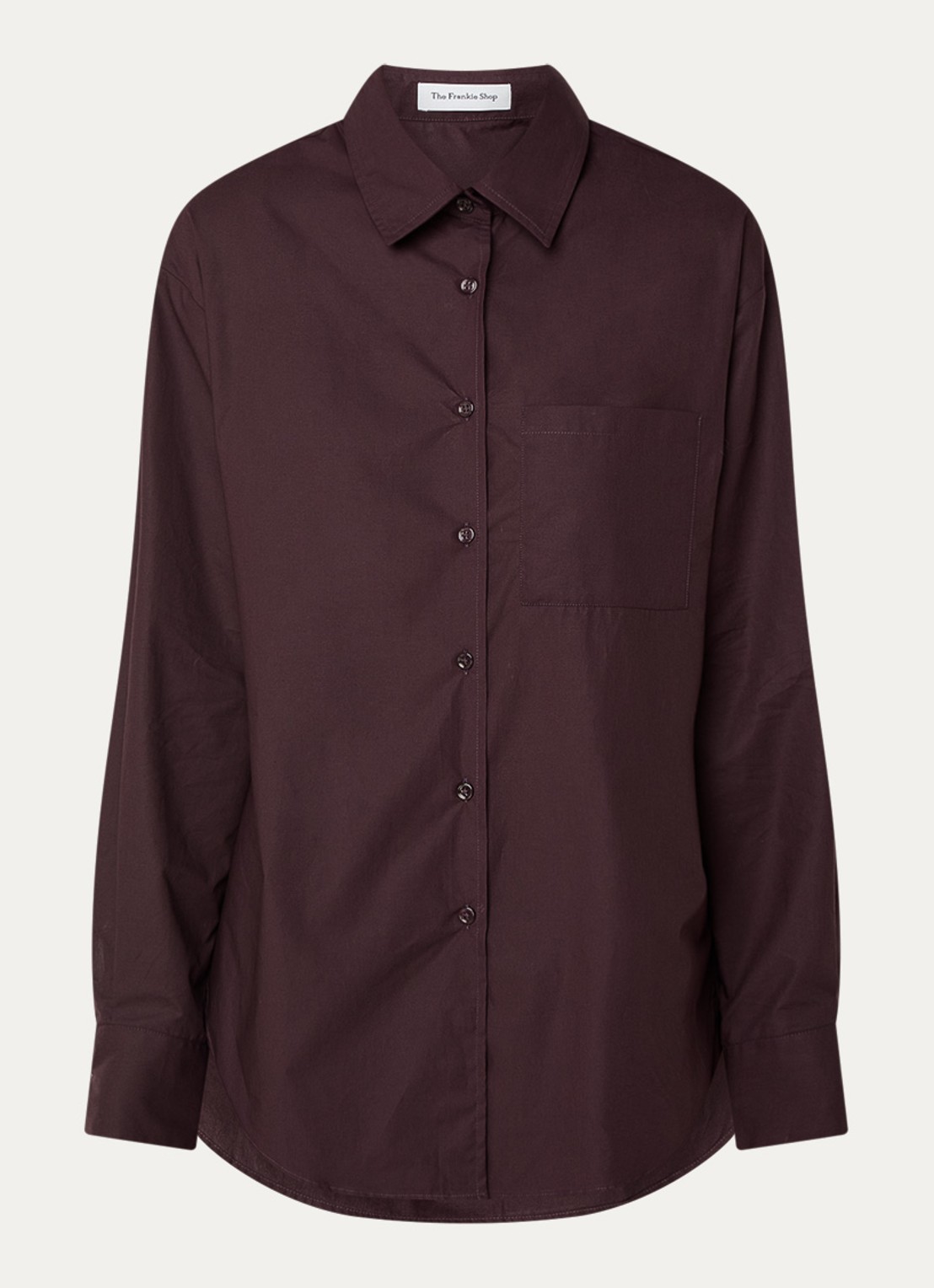 The Frankie Shop Lui blouse van  katoen met borstzak - voorkant aubergine