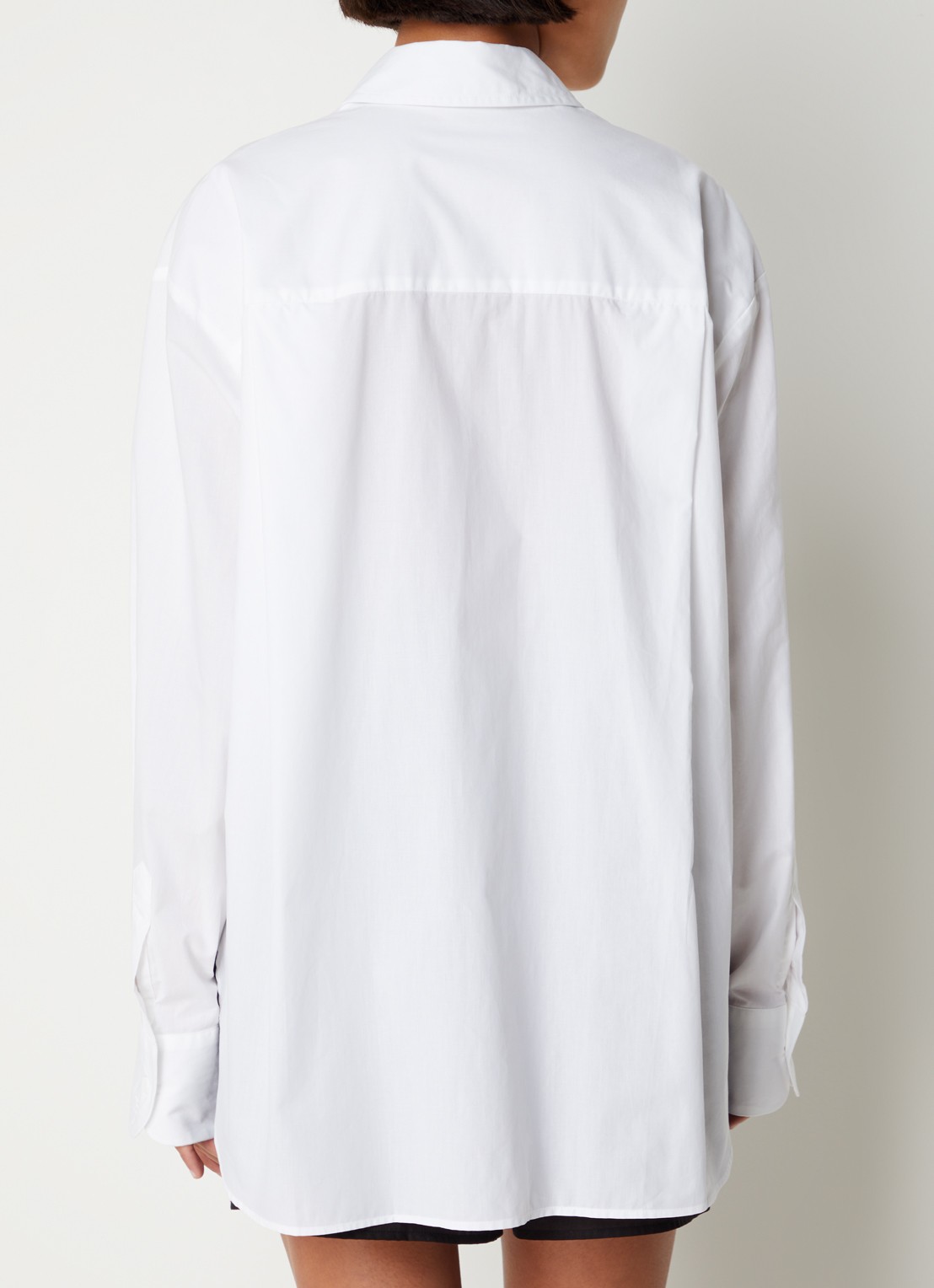 The Frankie Shop  Lui oversized blouse met borstzak  - achterkant wit