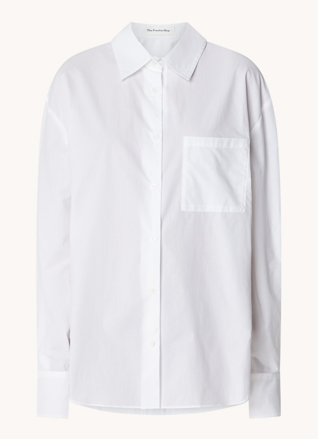 The Frankie Shop  Lui oversized blouse met borstzak  - voorkant 2 wit