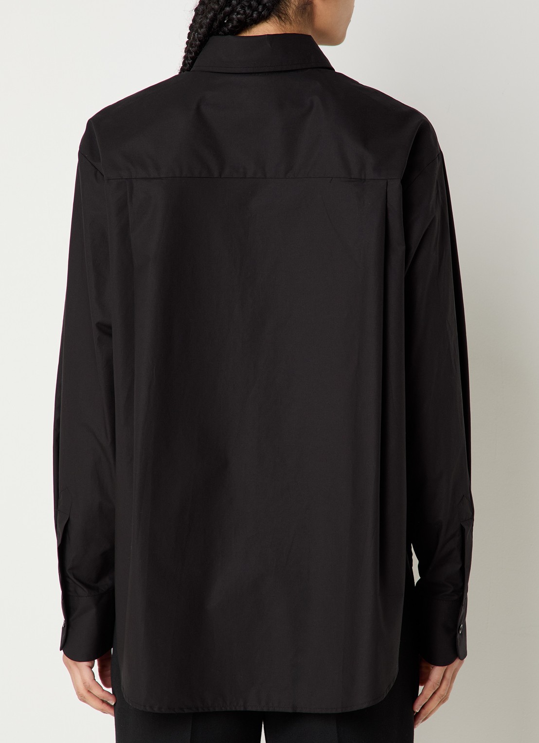 The Frankie Shop  Lui oversized blouse met borstzak  - achterkant zwart