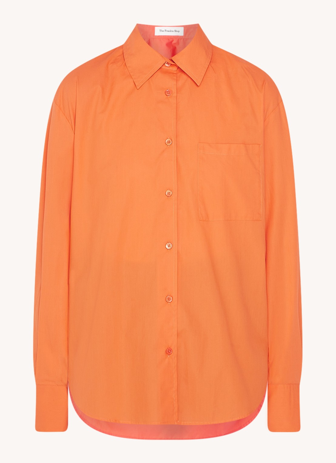The Frankie Shop  Lui oversized blouse met borstzak  - voorkant donkeroranje