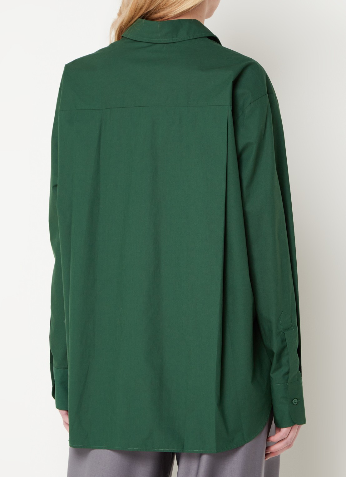 The Frankie Shop  Lui oversized blouse met borstzak  - achterkant 3 groen