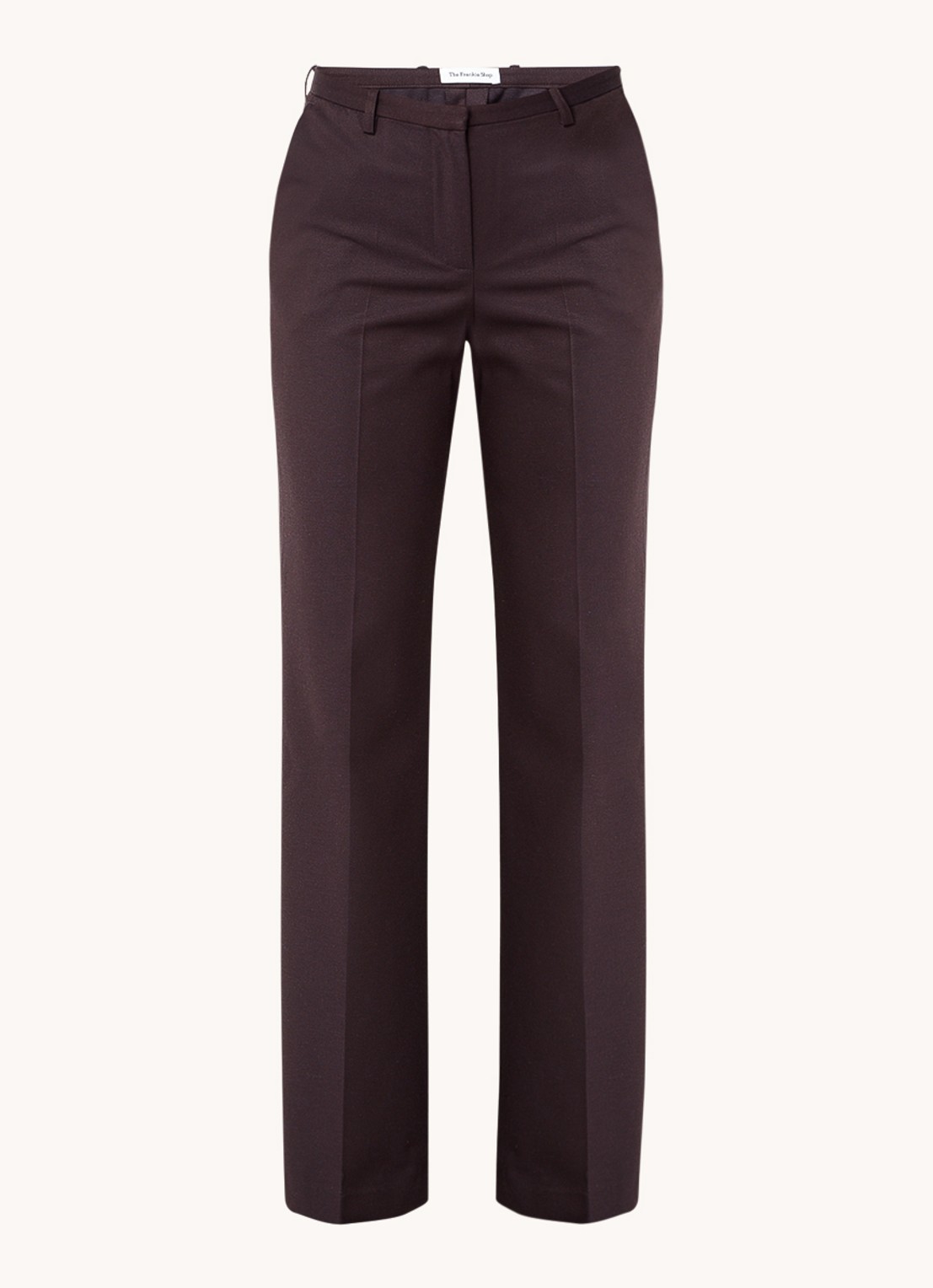 The Frankie Shop Lyra mid waist flared fit pantalon in wolblend - voorkant 2 aubergine