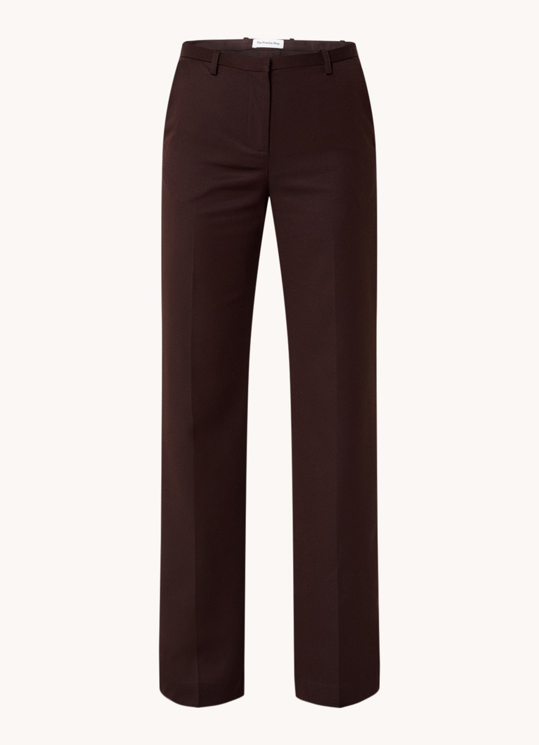The Frankie Shop Lyra mid waist flared fit pantalon in wolblend - voorkant 2 bruin