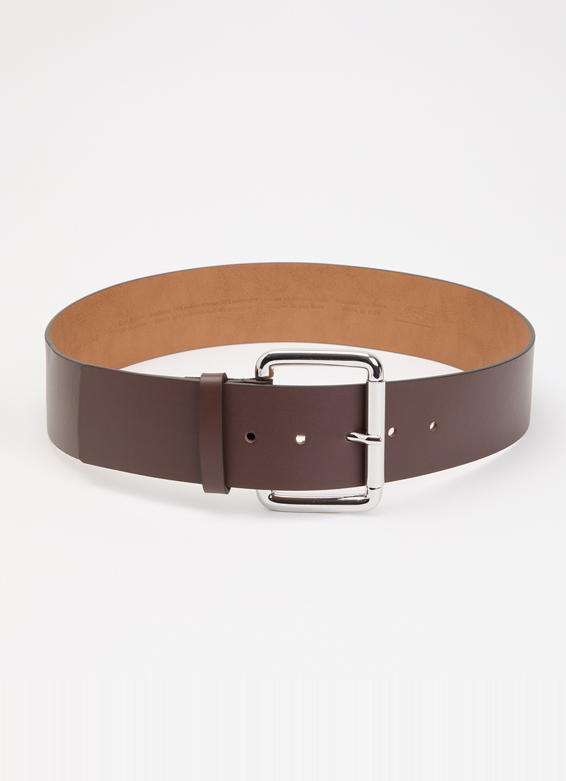 The Frankie Shop Marthy riem van kalfsleer  - voorkant bruin