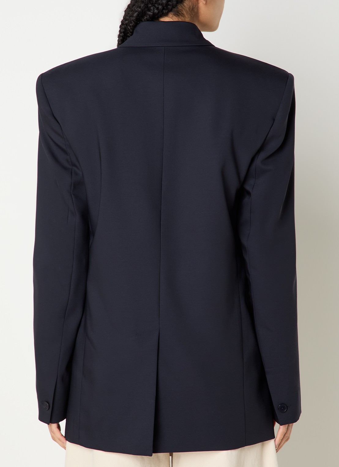 The Frankie Shop Monterey oversized double-breasted blazer in wolblend - achterkant 4 donkerblauw