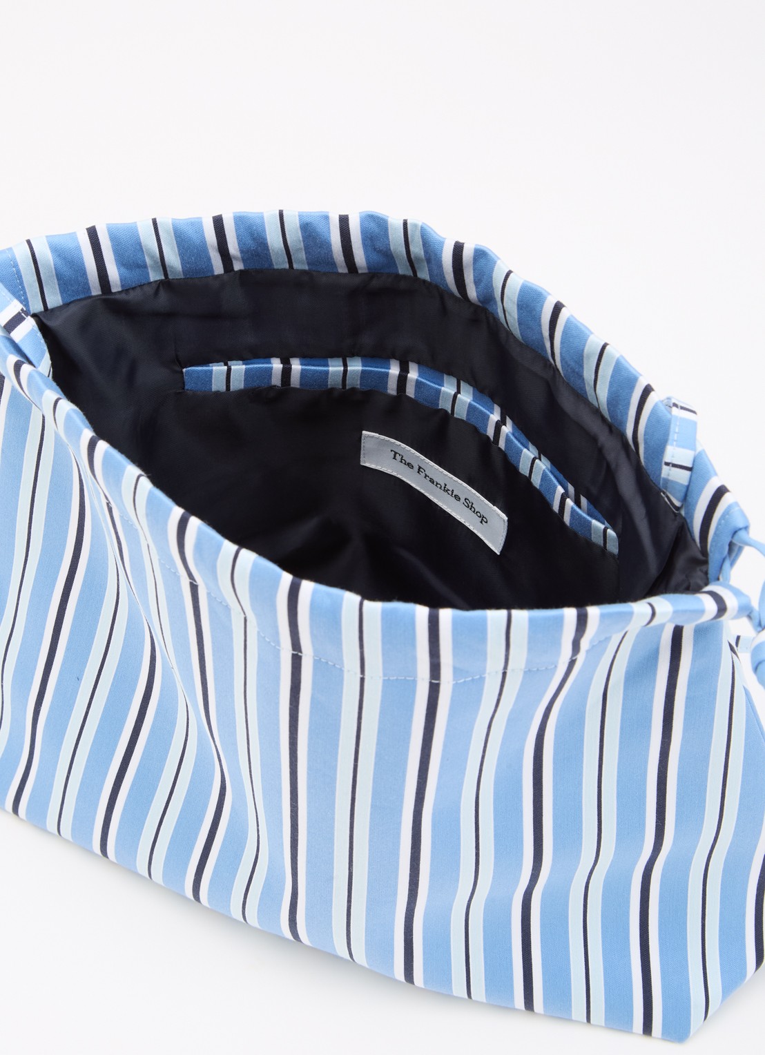 The Frankie Shop Morgan Small crossbodytas met streepprint - detail blauw