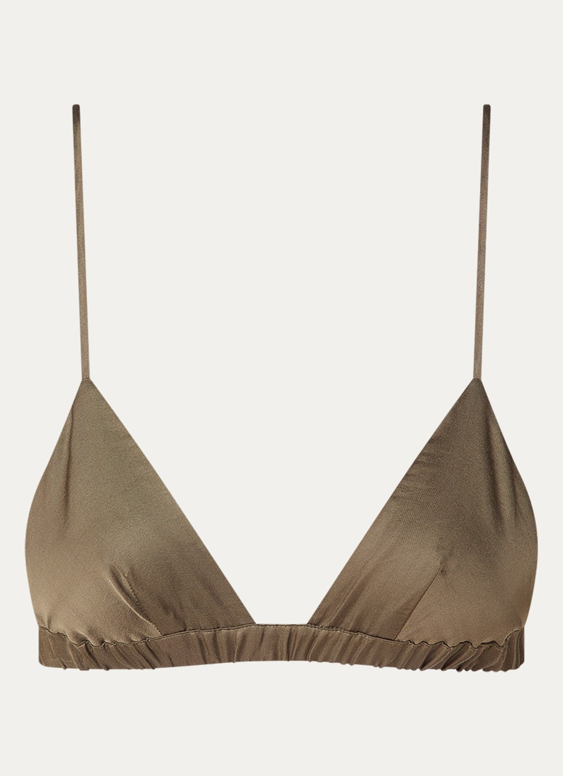The Frankie Shop Nina bralette van satijn  - voorkant olijfgroen