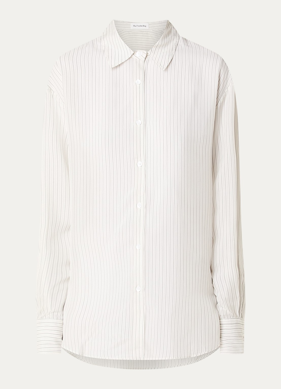 The Frankie Shop Peri semi-transparante blouse met streepprint - voorkant 3 gebroken wit
