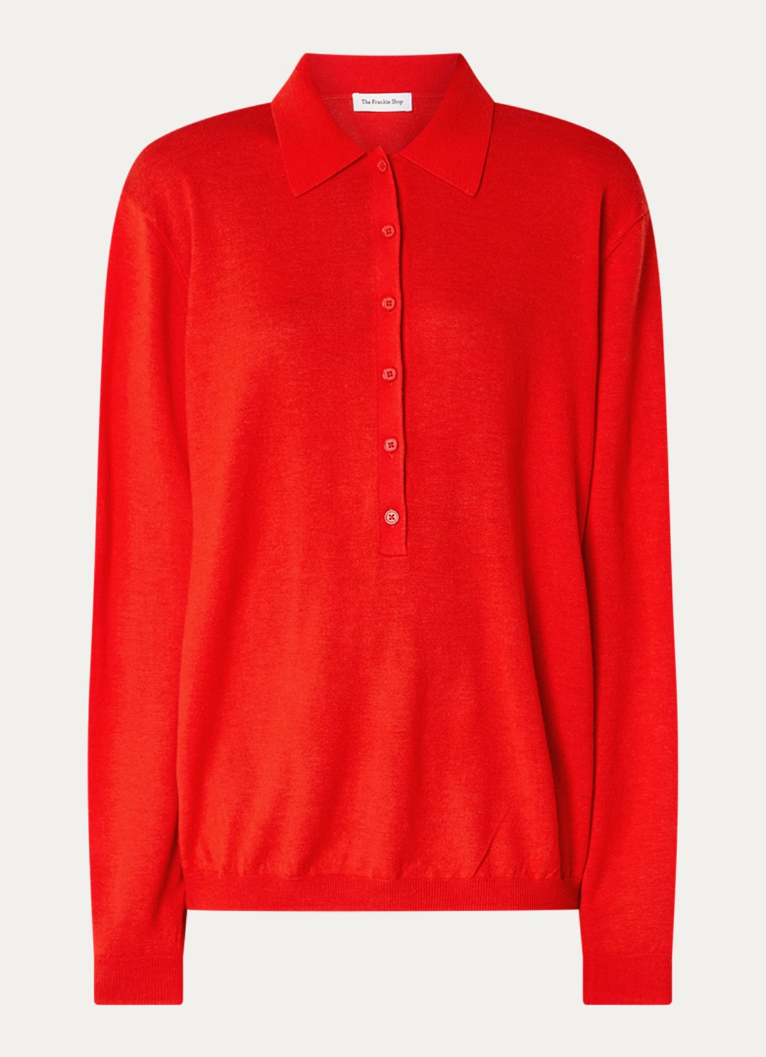 The Frankie Shop Tala fijngebreide pullover in wolblend met polokraag - voorkant 3 rood