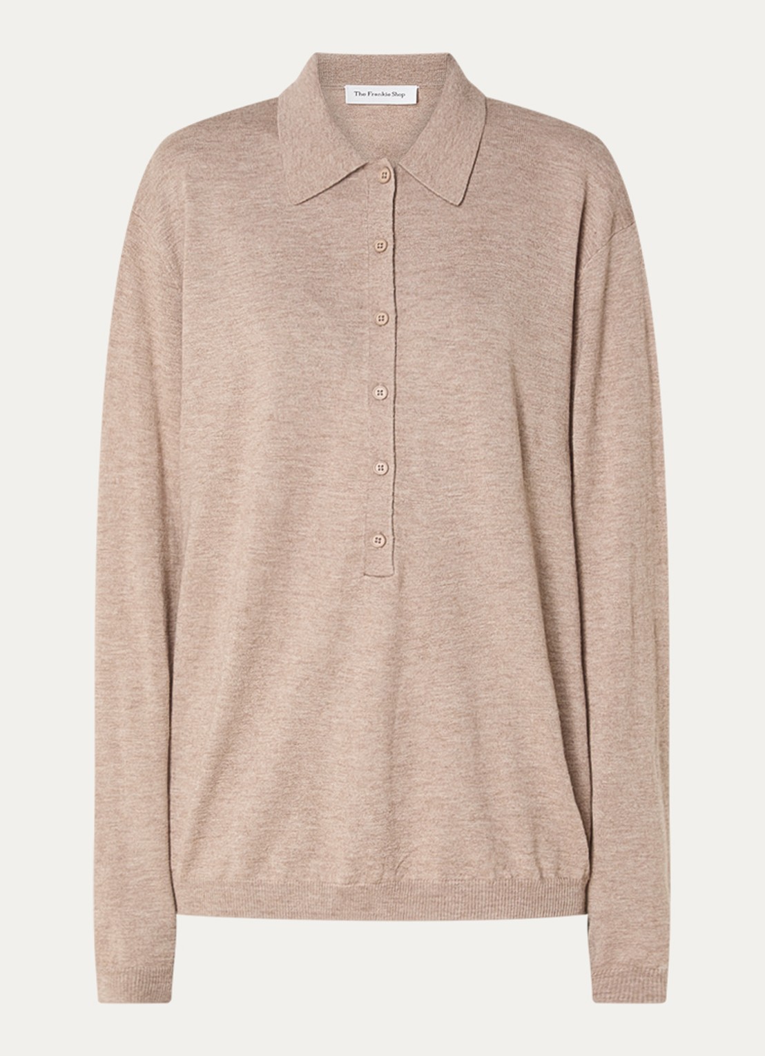 The Frankie Shop Tala fijngebreide pullover in wolblend met polokraag - voorkant 2 lichtbruin
