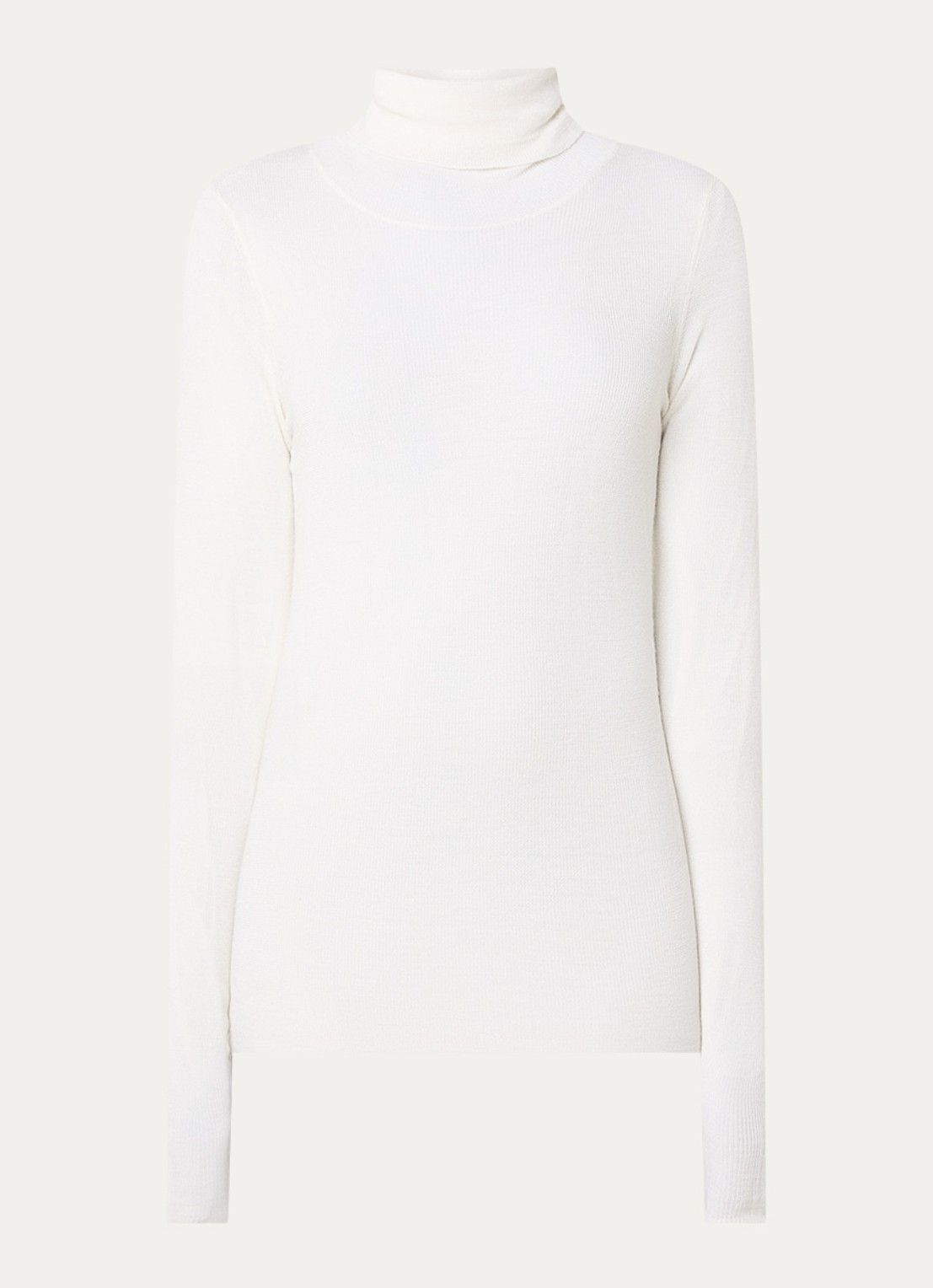 The Frankie Shop Utica fijngebreide top in wolblend met col - voorkant 3 gebroken wit