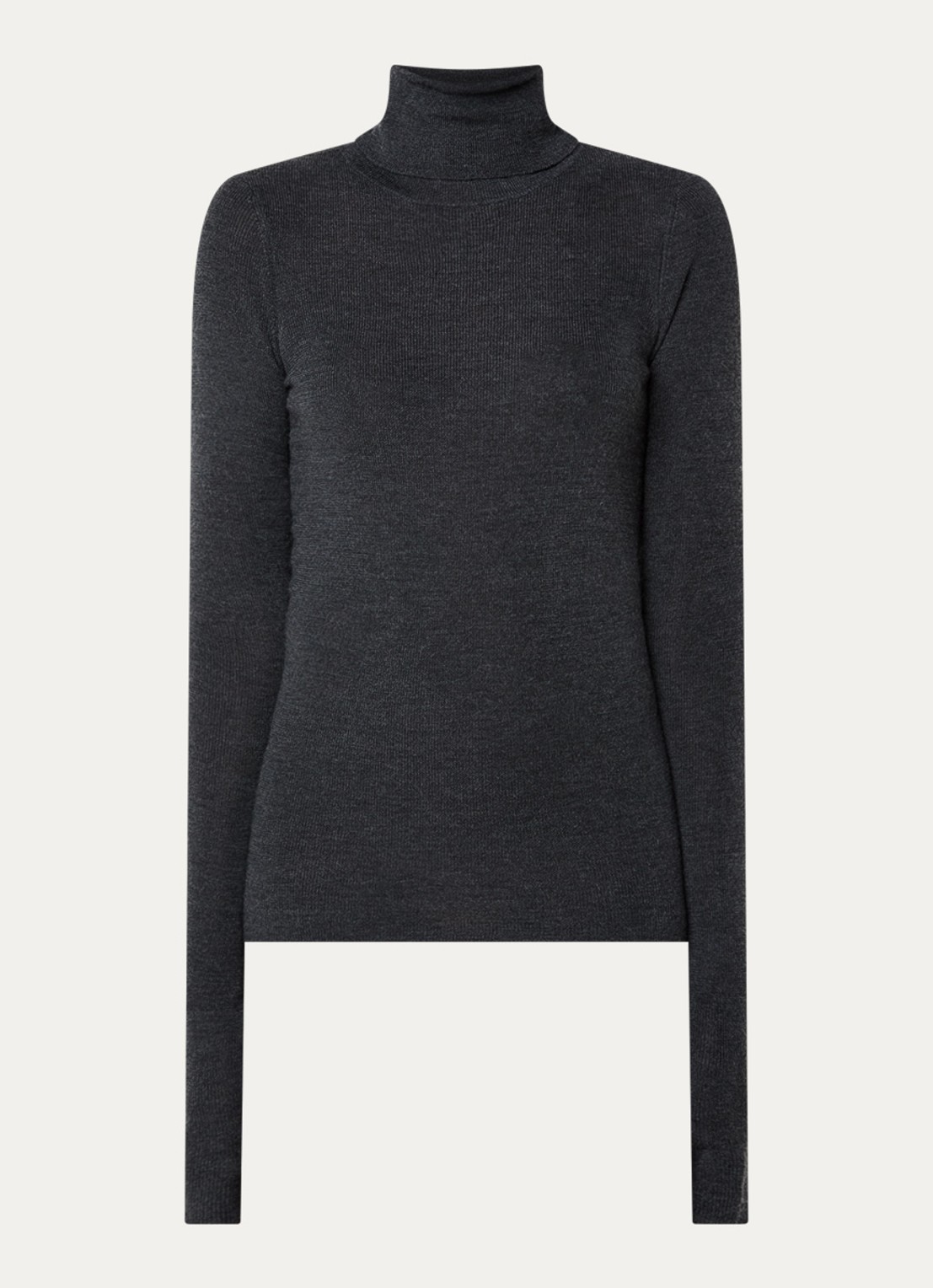 The Frankie Shop Utica fijngebreide top in wolblend met col - voorkant 2 antraciet