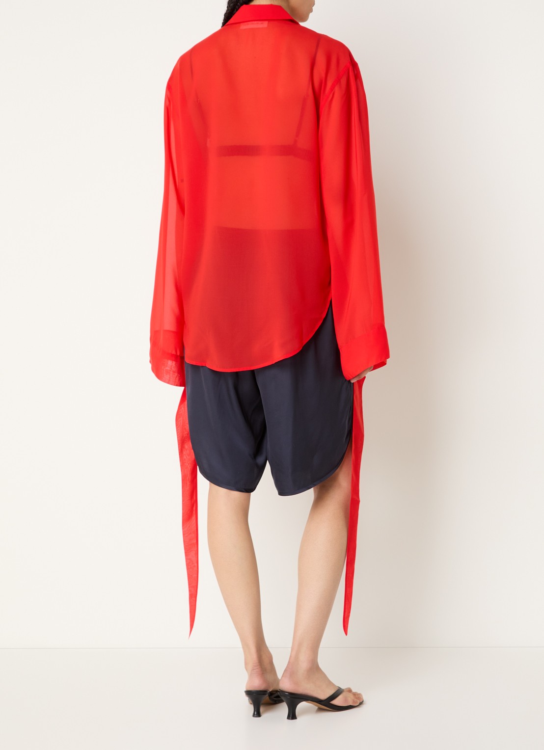 The Frankie Shop Verlin semi-transparante blouse - achterkant 3 rood