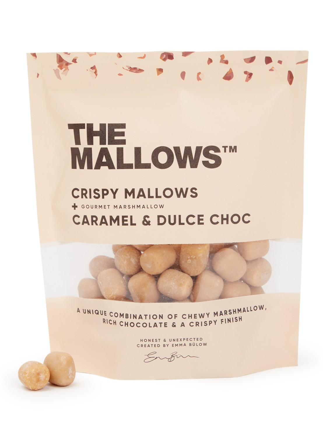 The Mallows Crispy Coated Caramel & Dulce Choc Mallows 90 gram - voorkant undefined
