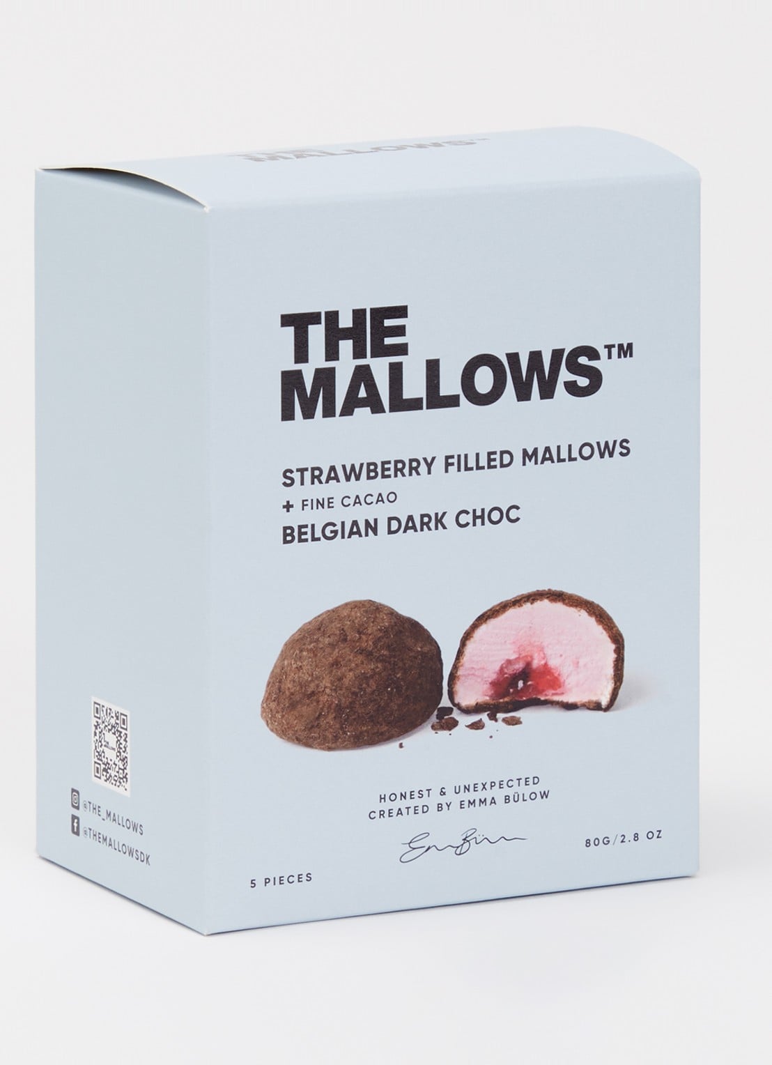 The Mallows Strawberry filled Mallows - Belgian Dark Choc 5 stuks - voorkant 2 undefined
