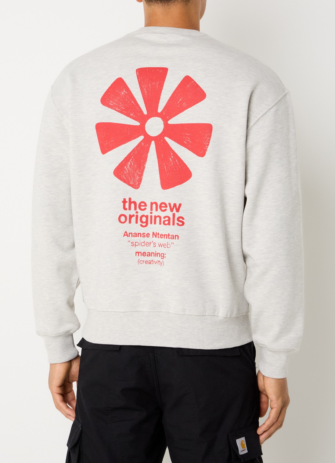 The New Originals Adinkra sweater met logo- en backprint  - detail 3 lichtgrijs