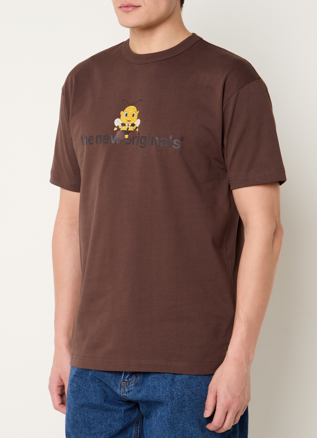The New Originals Bee Clip Art T-shirt met logoprint - detail 4 bruin