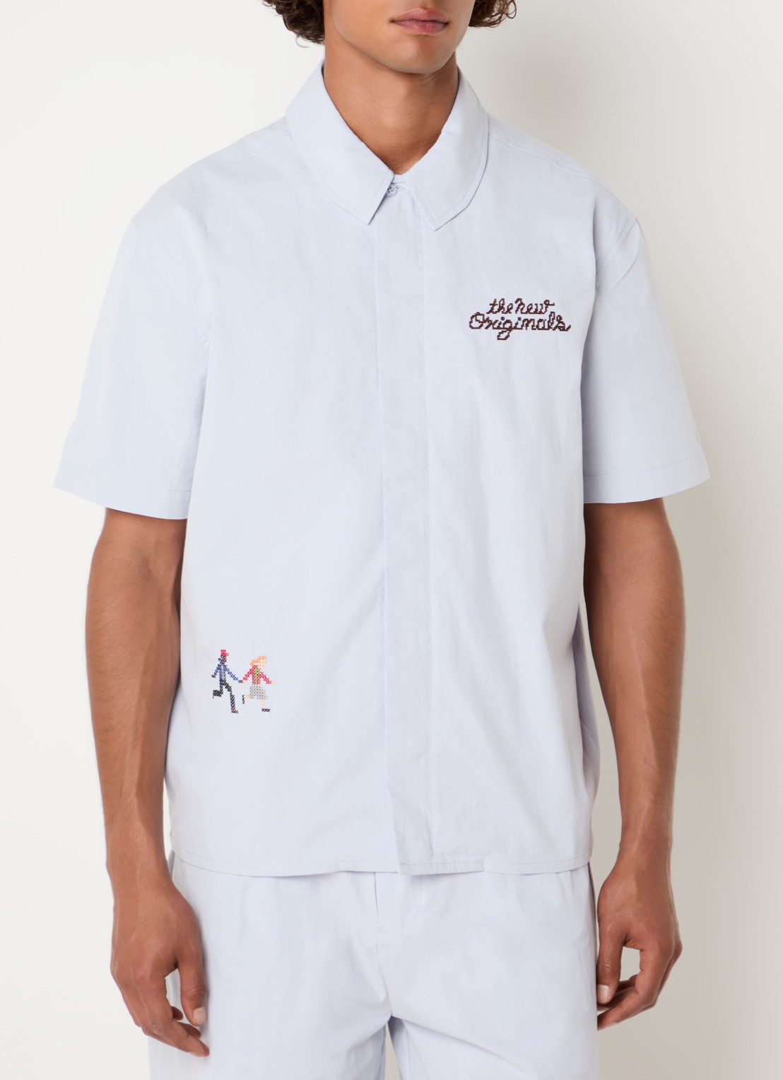 The New Originals Block Party regular fit overhemd met logo- en backprint - achterkant 3 lichtblauw