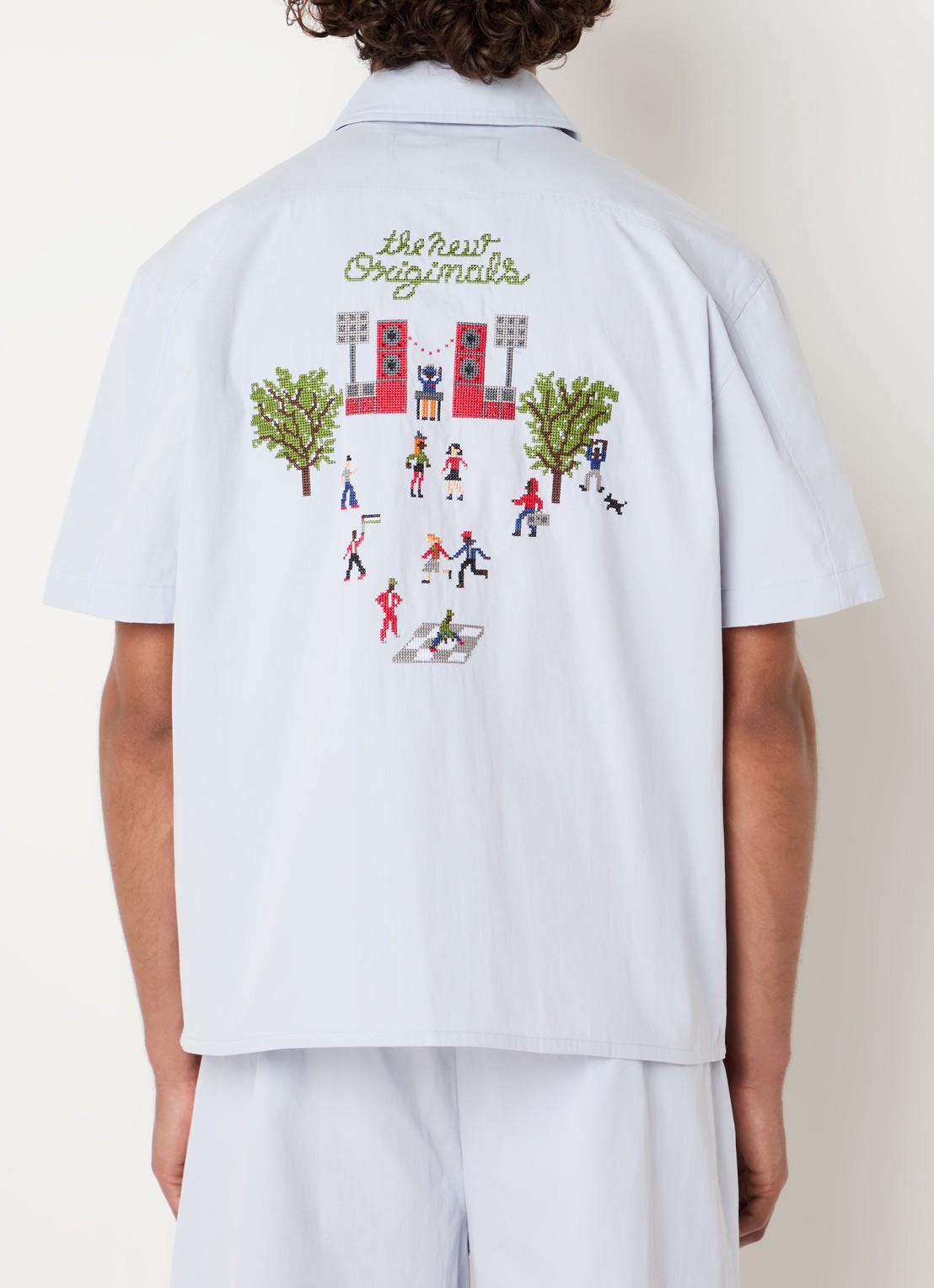 The New Originals Block Party regular fit overhemd met logo- en backprint - detail 4 lichtblauw