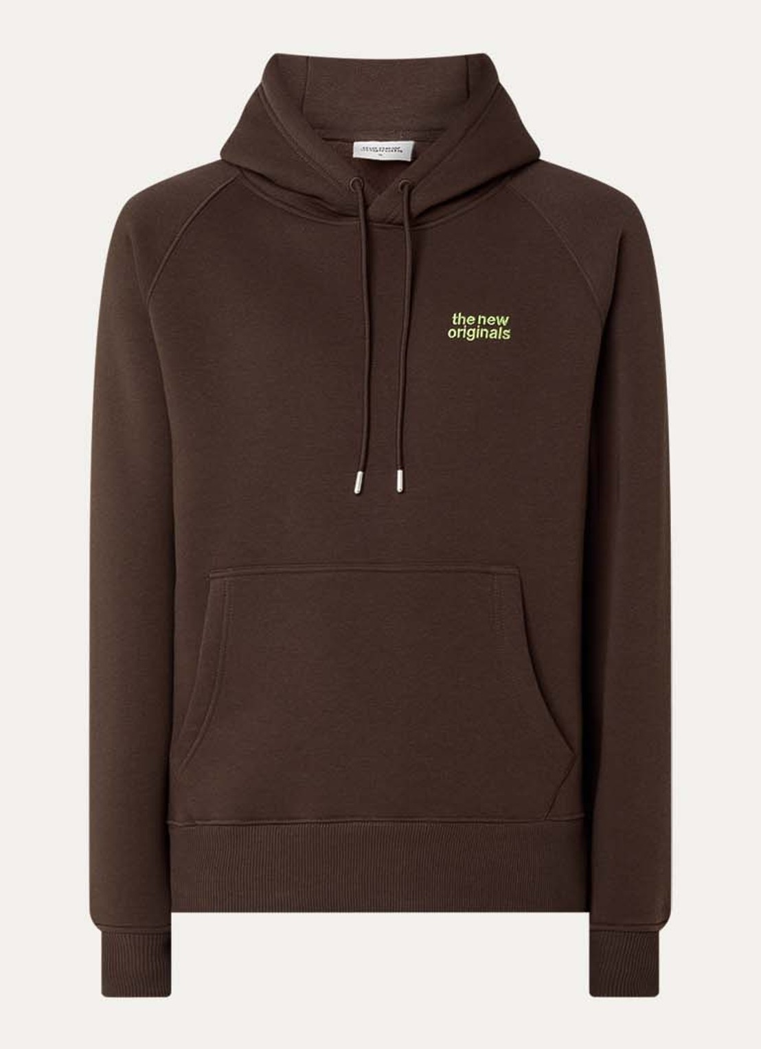 The New Originals Catna hoodie met logo en kangoeroezak - voorkant 2 donkerbruin