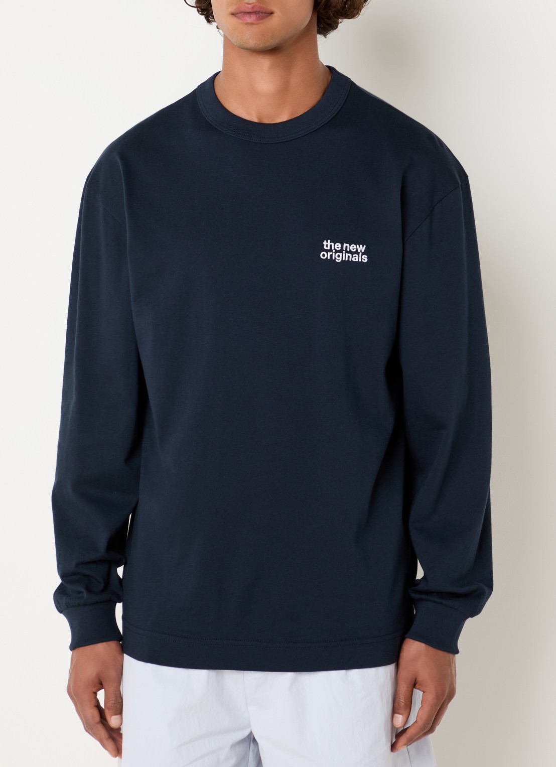 The New Originals Catna long sleeve met logo- en backprint - achterkant donkerblauw