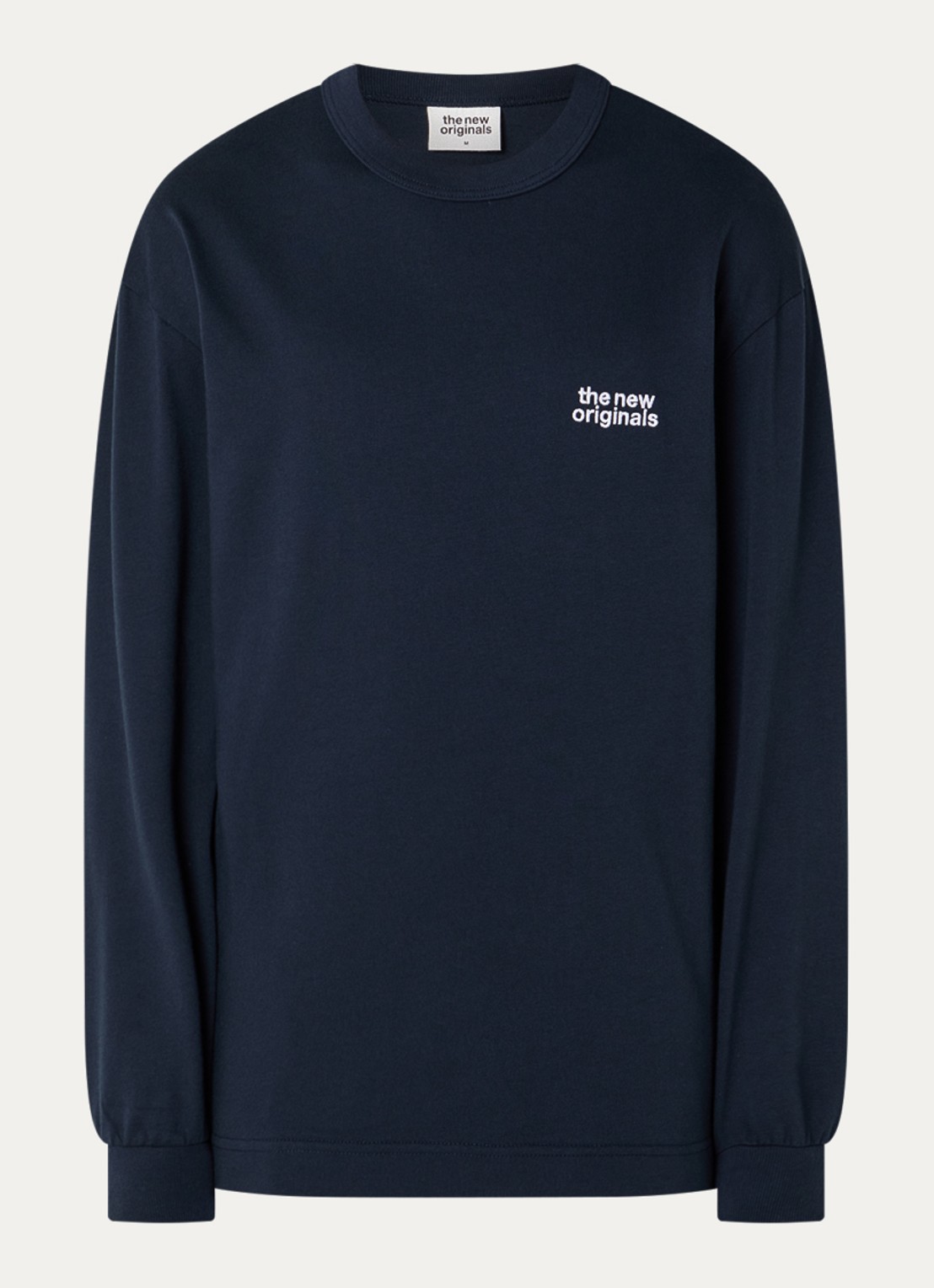 The New Originals Catna long sleeve met logo- en backprint - voorkant 2 donkerblauw